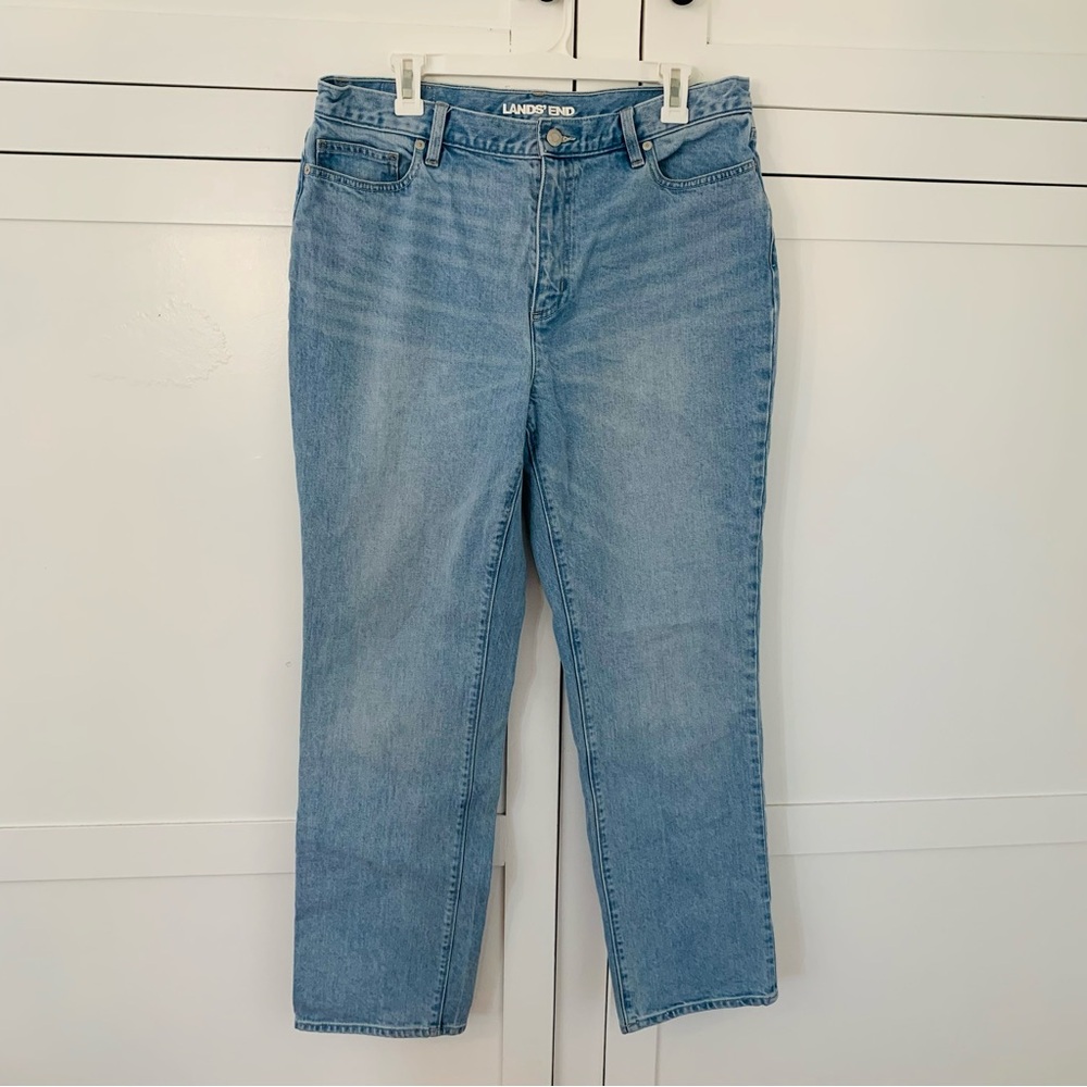 Lands End High Waist Straight Jeans Size 14